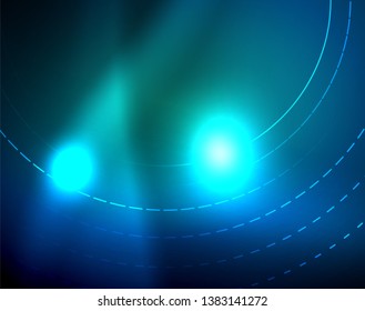 Círculos de neón azul, líneas circulares abstractas. Fondo de patrón abstracto del vector de círculo brillante