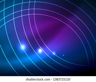 Círculos de neón azul, líneas circulares abstractas. Fondo de patrón abstracto del vector de círculo brillante