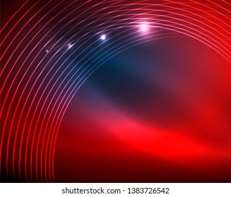 Círculos de neón azul, líneas circulares abstractas. Fondo de patrón abstracto del vector de círculo brillante