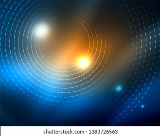 Círculos de neón azul, líneas circulares abstractas. Fondo de patrón abstracto del vector de círculo brillante