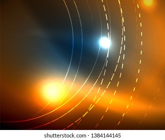 Blue neon circles, abstract circular lines. Glowing circle vector abstract pattern background