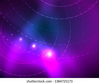 Círculos de neón azul, líneas circulares abstractas. Fondo de patrón abstracto del vector de círculo brillante