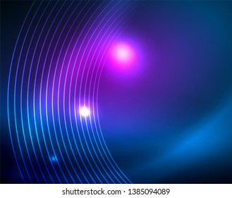 Círculos de neón azul, líneas circulares abstractas. Fondo de patrón abstracto del vector de círculo brillante