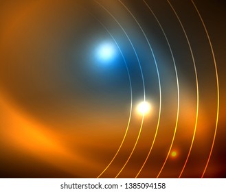 Blue neon circles, abstract circular lines. Glowing circle vector abstract pattern background