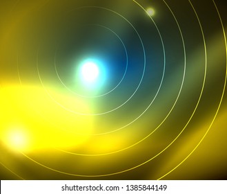 Círculos de neón azul, líneas circulares abstractas. Fondo de patrón abstracto del vector de círculo brillante