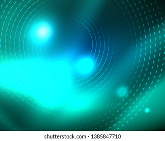 Blue neon circles, abstract circular lines. Glowing circle vector abstract pattern background