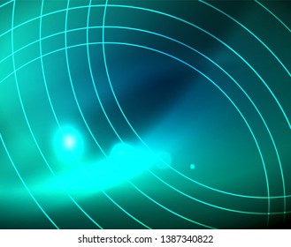 Círculos de neón azul, líneas circulares abstractas. Fondo de patrón abstracto del vector de círculo brillante