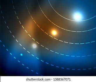 Blue neon circles, abstract circular lines. Glowing circle vector abstract pattern background