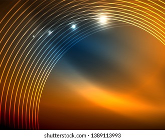 Círculos de neón azul, líneas circulares abstractas. Fondo de patrón abstracto del vector de círculo brillante
