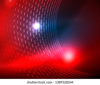 Blue neon circles, abstract circular lines. Glowing circle vector abstract pattern background