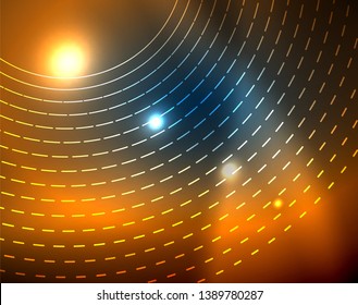 Blue neon circles, abstract circular lines. Glowing circle vector abstract pattern background