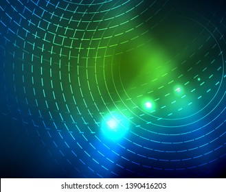 Círculos de neón azul, líneas circulares abstractas. Fondo de patrón abstracto del vector de círculo brillante