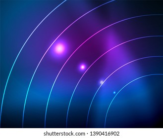 Círculos de neón azul, líneas circulares abstractas. Fondo de patrón abstracto del vector de círculo brillante