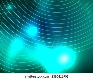 Círculos de neón azul, líneas circulares abstractas. Fondo de patrón abstracto del vector de círculo brillante