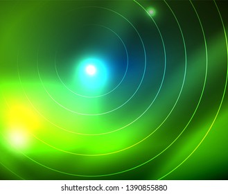 Círculos de neón azul, líneas circulares abstractas. Fondo de patrón abstracto del vector de círculo brillante