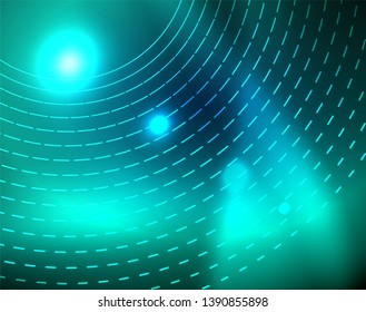 Blaue Neonringe, abstrakte runde Linien. Abstrakter, leuchtender Kreis-Vektorhintergrund