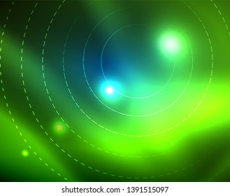 Círculos de neón azul, líneas circulares abstractas. Fondo de patrón abstracto del vector de círculo brillante