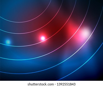 Círculos de neón azul, líneas circulares abstractas. Fondo de patrón abstracto del vector de círculo brillante