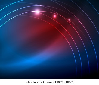 Círculos de néon azuis, linhas circulares abstratas. Plano de fundo de padrão abstrato de vetor de círculo brilhante
