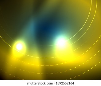 Blaue Neonringe, abstrakte runde Linien. Abstrakter, leuchtender Kreis-Vektorhintergrund