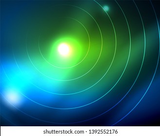 Círculos de neón azul, líneas circulares abstractas. Fondo de patrón abstracto del vector de círculo brillante