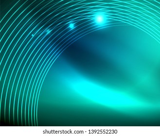 Círculos de neón azul, líneas circulares abstractas. Fondo de patrón abstracto del vector de círculo brillante