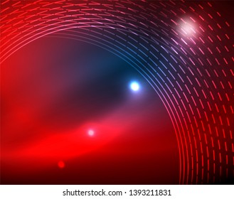 Blue neon circles, abstract circular lines. Glowing circle vector abstract pattern background