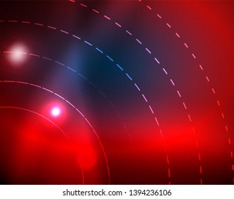 Blue neon circles, abstract circular lines. Glowing circle vector abstract pattern background