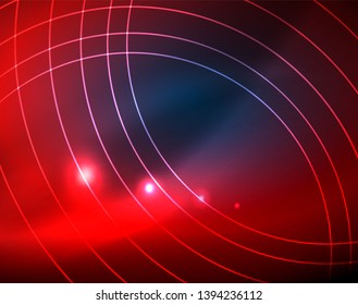 Círculos de neón azul, líneas circulares abstractas. Fondo de patrón abstracto del vector de círculo brillante