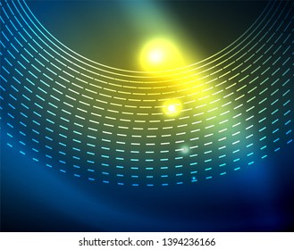 Círculos de neón azul, líneas circulares abstractas. Fondo de patrón abstracto del vector de círculo brillante