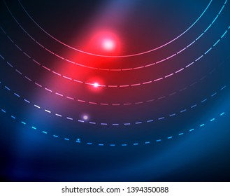 Blue neon circles, abstract circular lines. Glowing circle vector abstract pattern background