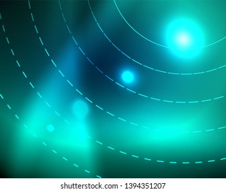 Blaue Neonringe, abstrakte runde Linien. Abstrakter, leuchtender Kreis-Vektorhintergrund