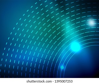 Círculos de neón azul, líneas circulares abstractas. Fondo de patrón abstracto del vector de círculo brillante