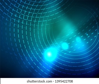 Círculos de neón azul, líneas circulares abstractas. Fondo de patrón abstracto del vector de círculo brillante