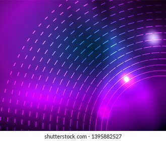 Blue neon circles, abstract circular lines. Glowing circle vector abstract pattern background