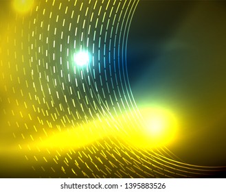 Blaue Neonringe, abstrakte runde Linien. Abstrakter, leuchtender Kreis-Vektorhintergrund