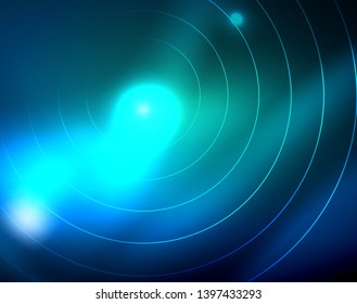 Círculos de neón azul, líneas circulares abstractas. Fondo de patrón abstracto del vector de círculo brillante