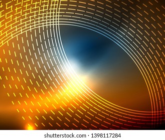 Círculos de neón azul, líneas circulares abstractas. Fondo de patrón abstracto del vector de círculo brillante