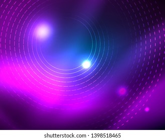 Círculos de neón azul, líneas circulares abstractas. Fondo de patrón abstracto del vector de círculo brillante