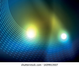 Círculos de neón azul, líneas circulares abstractas. Fondo de patrón abstracto del vector de círculo brillante