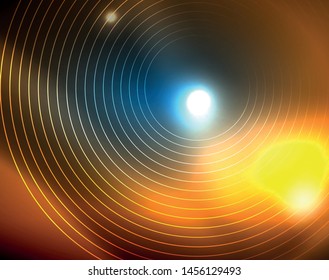 Blue neon circles, abstract circular lines. Glowing circle vector abstract pattern background