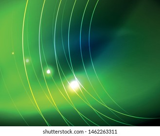 Blue neon circles, abstract circular lines. Glowing circle vector abstract pattern background