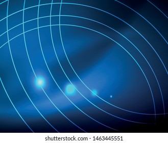 Círculos de neón azul, líneas circulares abstractas. Fondo de patrón abstracto del vector de círculo brillante