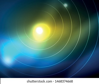 Círculos de neón azul, líneas circulares abstractas. Fondo de patrón abstracto del vector de círculo brillante