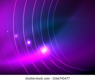 Blue neon circles, abstract circular lines. Glowing circle vector abstract pattern background