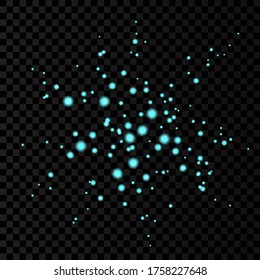 Blue neon circles  lights effects isolated on black transparent background. Shining  golden   sparkles. Firework. Vector design element.