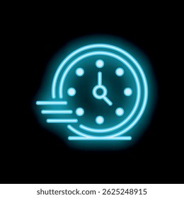 El reloj de neón azul está mostrando que el tiempo pasa rápidamente