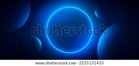 Blue Neon Color Ring On Dark Background [[stock_photo]] © 