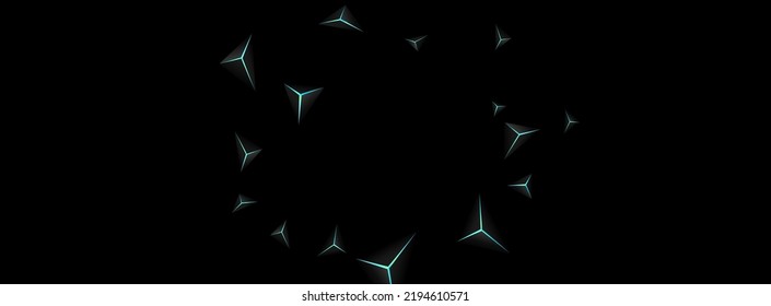 Blue Neon Crystal Background Black Vector. Dark Triangle Nice. Polygon Royal Backdrop. Onyx Paper Texture.