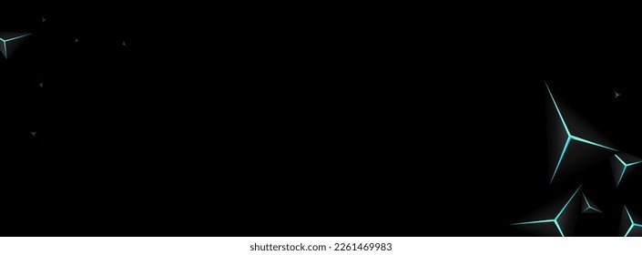Vector negro de fondo azul de neón de cristal. Fibra de triángulo sólo. Ilustración de tecnología de prisma. El oscuro y futurista fondo.